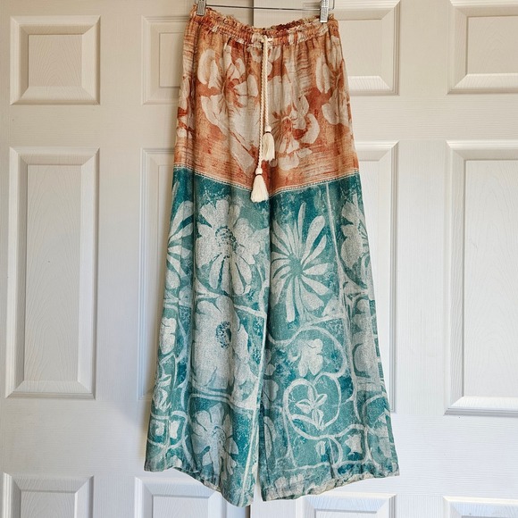 By‎ Anthropologie Short-Sleeve Printed Linen Buttondown Shirt Tunic Top XS/XXS - Picture 6 of 16